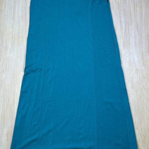 J Jill Wearever Collection Blue Turquoise Sleeveless V-Neck Midi Dress Large - Picture 7 of 12